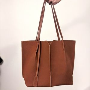 Faux suede & faux leather tote
